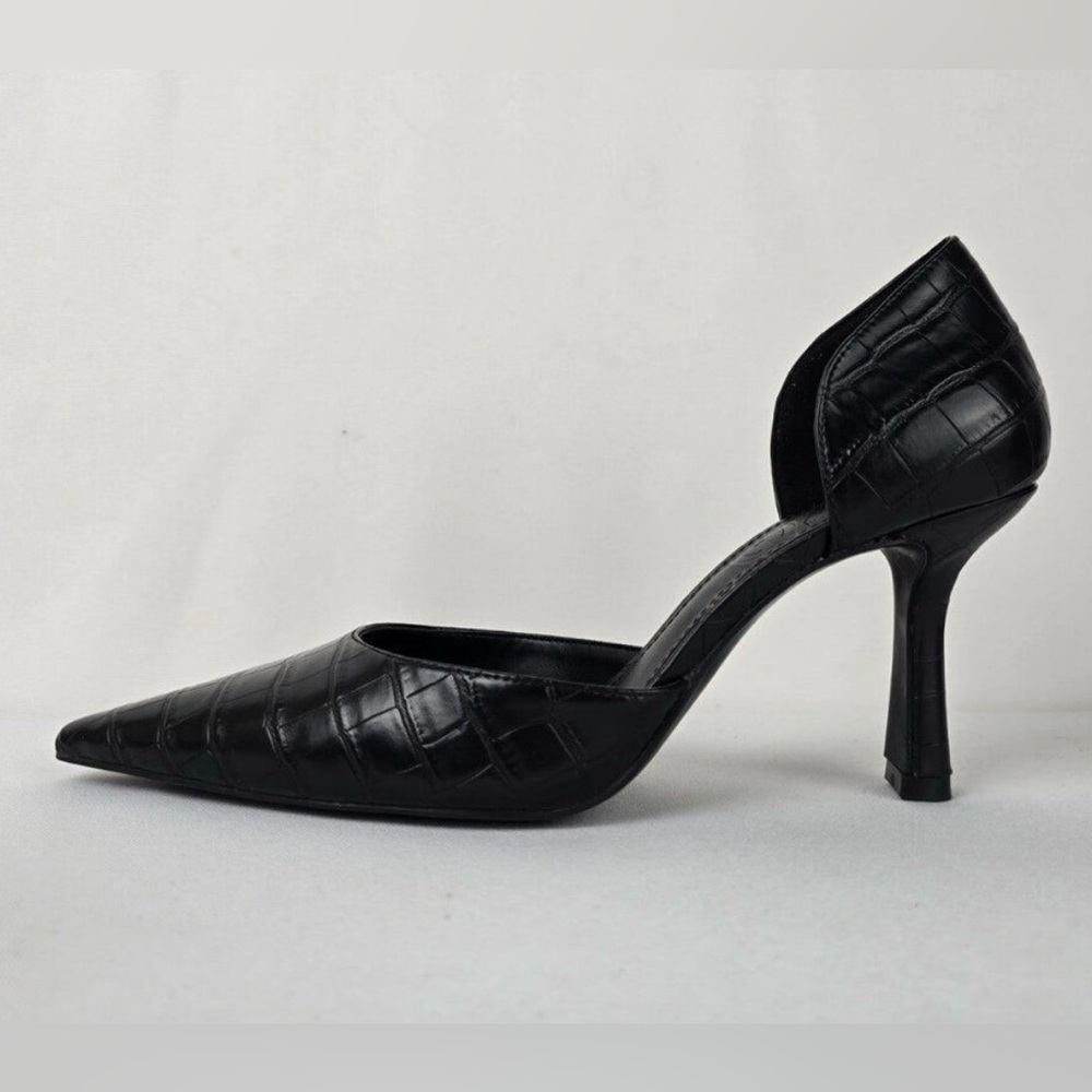 Mango Black Croc-Patterned Heels